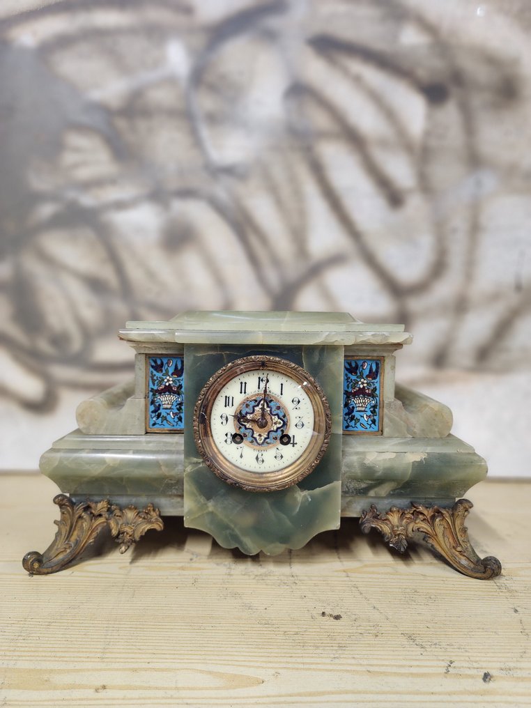 Klocka - Marmor, Mässing, Emalj - 1850-1900 #1.0