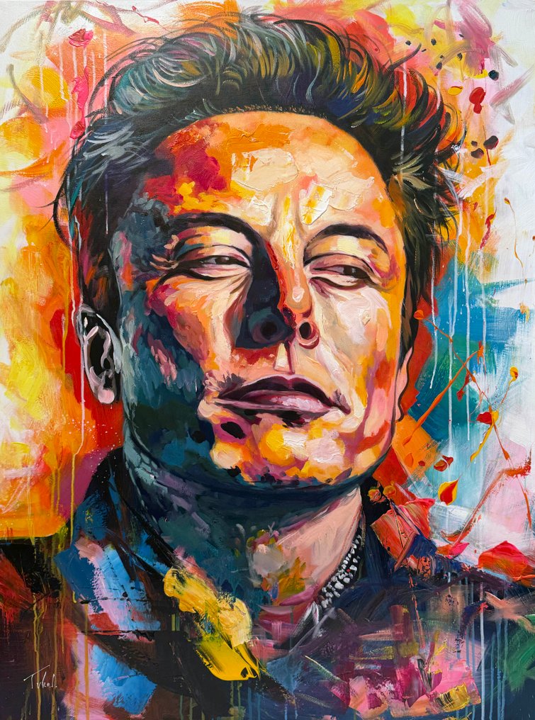 Loïc Tuhal (1962) - Elon Forever _ grand format 120x90cm #1.0