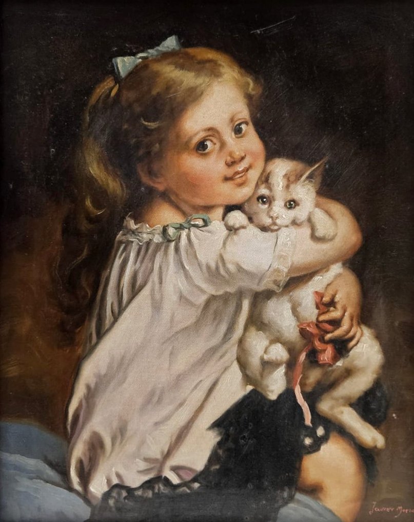 Ευρωπαϊκή σχολή (XX) - Bambina con gatto #1.0