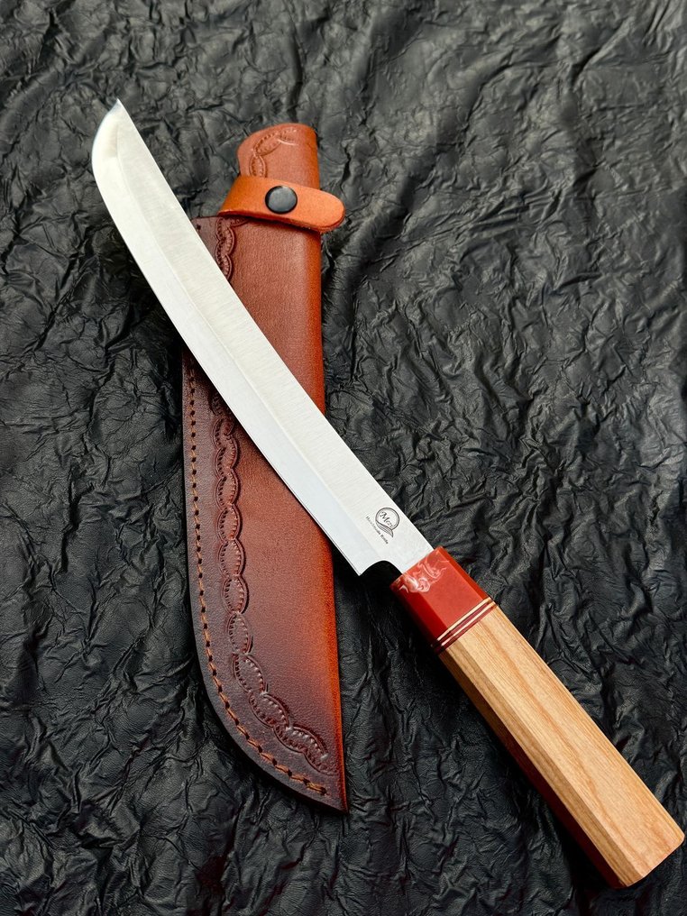 Küchenmesser -  Küchenmesser - 12C27 Edelstahl Kochmesser Handgefertigt Schmiedemesser, Naturholz ASH, Risen - Holz - Asien #1.0