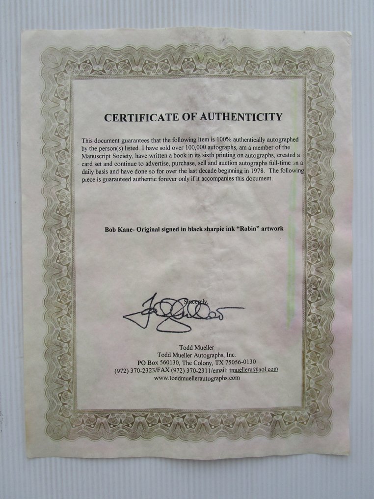 Bob Kane - Original Sketch - Robin with certificate - 1 szkic - 1994 #1.0