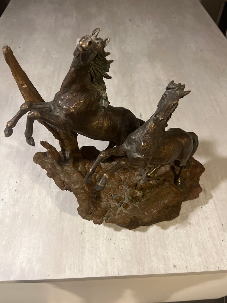 Jose Luis Casola - Skulptur, Paarden - 50 cm - Bronze, Sten #4.3