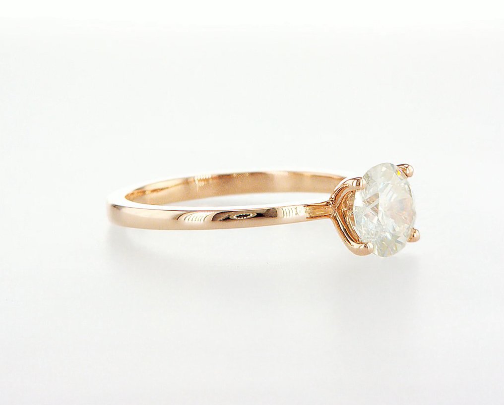 沒有保留價 - 訂婚戒指 - 14 克拉 玫瑰金 -  1.02ct. tw. - 华丽的黄色灰色 #2.1