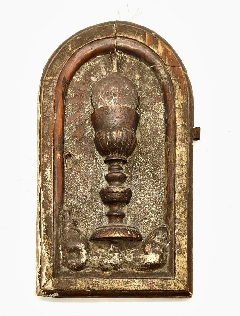 一个圣龛的门 - 木制圣杯的描绘 - 木, 金屬 - XX 世纪 #1.0