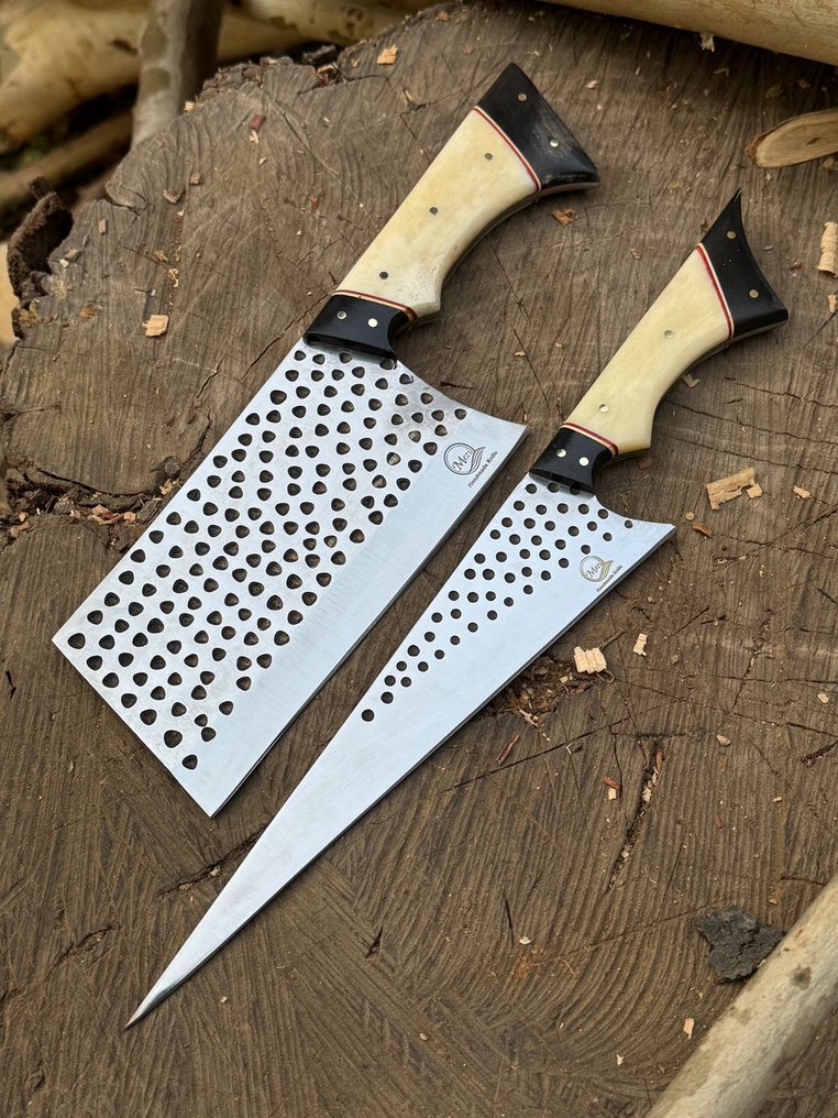 厨刀 -  厨房刀 - 12C27 不锈钢厨师刀 手工锻造刀具 天然骨头 水牛 - 木头 - 亚洲 #1.0