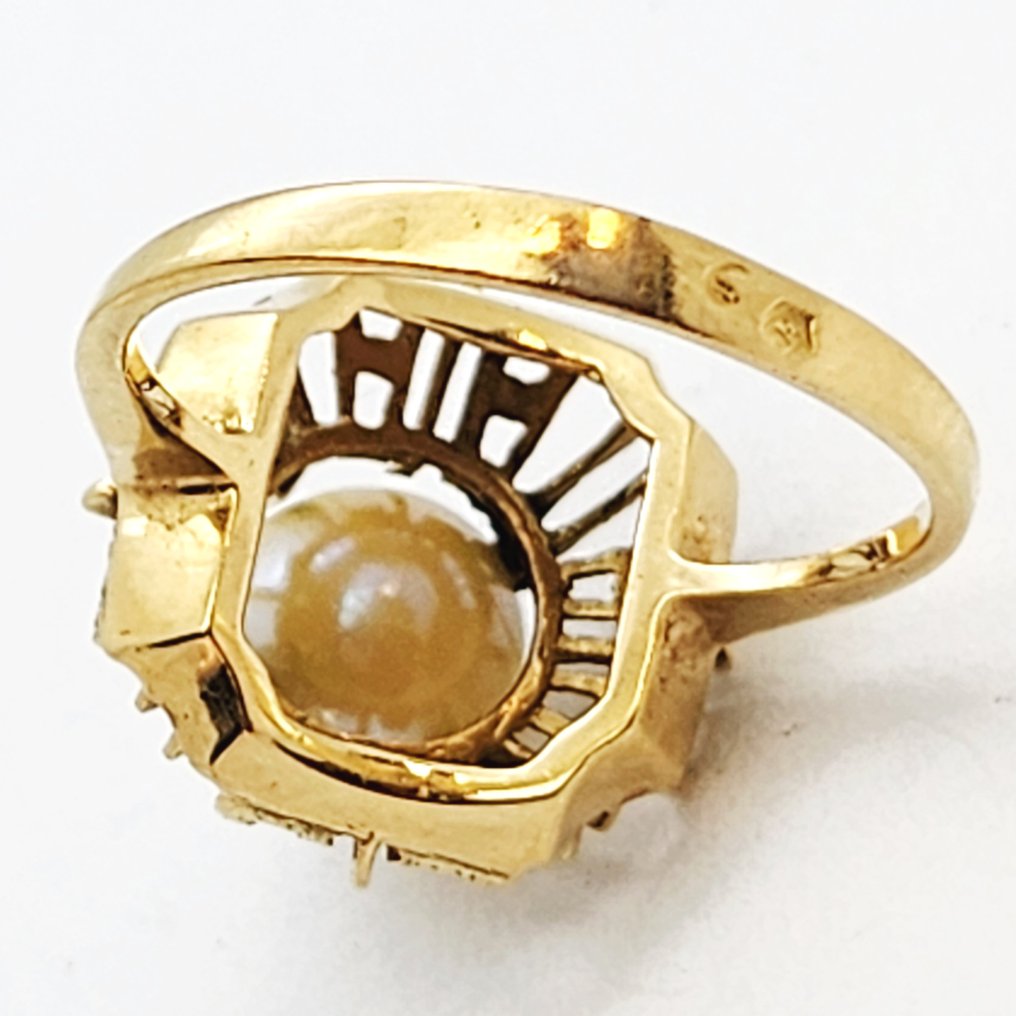 戒指 - 18 克拉 黃金 珍珠 #4.3