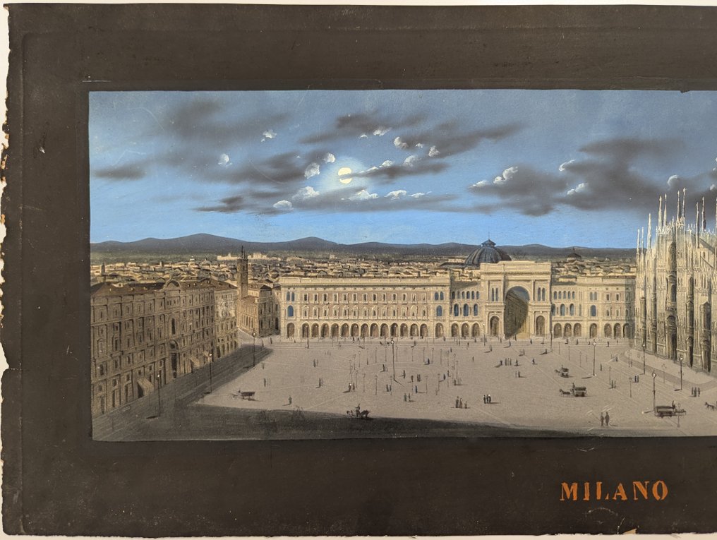 Francesco Citterio - Piazza del Duomo. Milano, Tommaso Genevresi, Acquatinta colorata, 1840 circa. #3.2