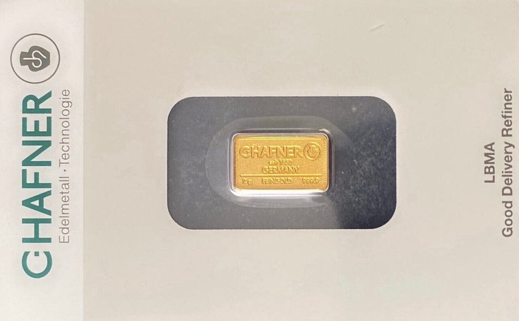 2 gramas - Ouro .999 - C. Hafner, Germany - Selado e com certificado #1.0
