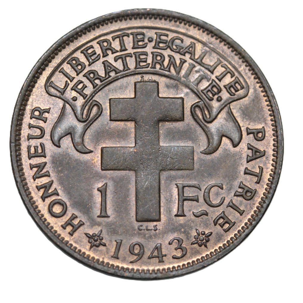 馬達加斯加, 法國殖民地. 1 Franc 1943  (沒有保留價) #1.0