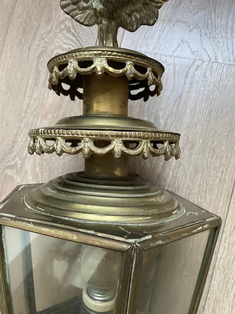 Lamp - Glas, Koper - Koetslamp koper #4.3