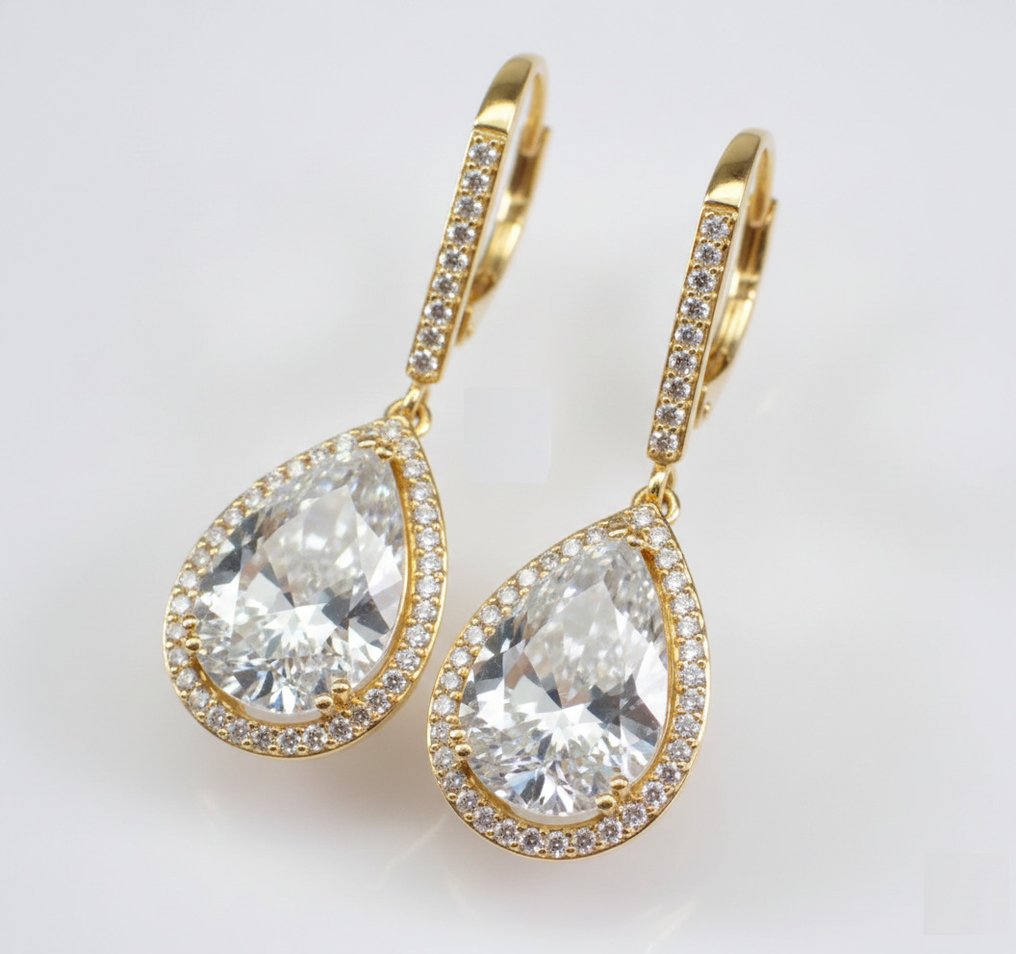 耳環 - 14 克拉 黃金 -  4.60ct. tw. 鉆石 (實驗室培育) - 鉆石 #1.0