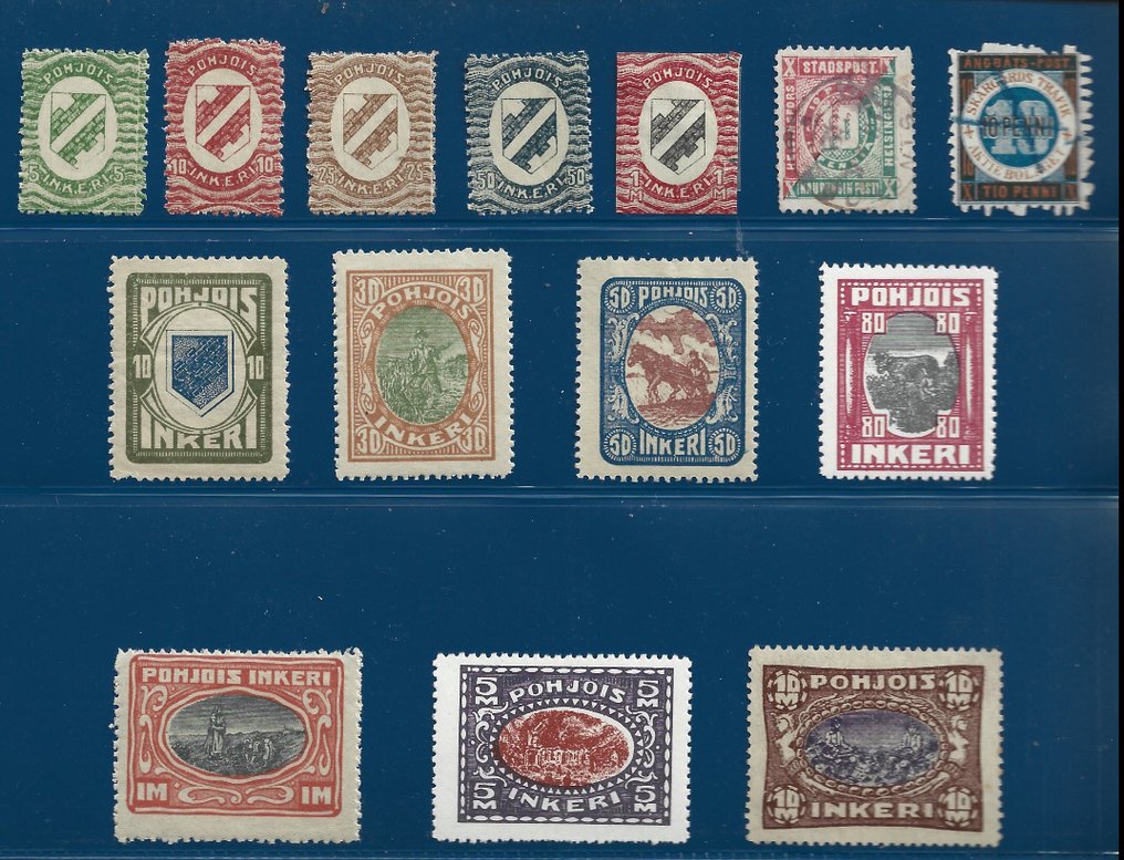 Βόρεια Ίνγκρια - Νόρντιγκερμανλαντ - Πόχιο Ίνκερι 1920 - δύο πλήρη σετ (το σύνολο των αντικειμένων που εκδόθηκαν από αυτήν την αρχή) - Michel #1-14 value 760€ #1.0