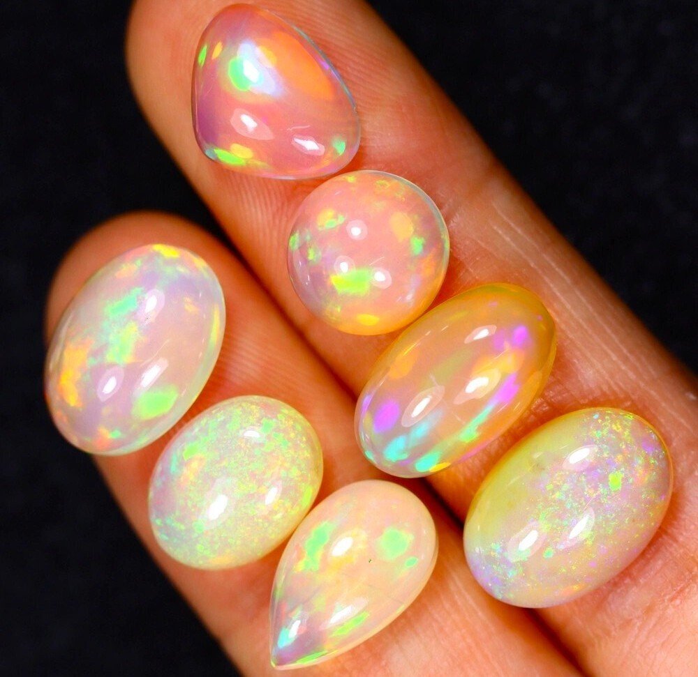 16 克拉大批量 - 顶级颜色 - 7 天然欧泊 Cabochon - 观看视频！- 3.2 g #3.2