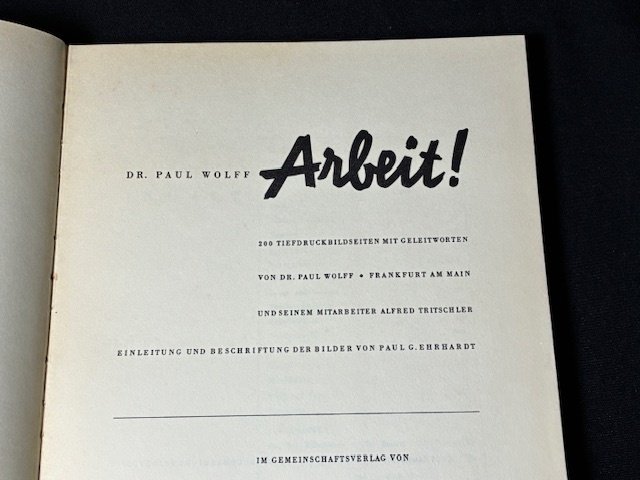 Dr. Paul Wolff - Arbeit (ORIGINAL DUSTJACKET, VERY FRESH COPY) - 1937 #2.1