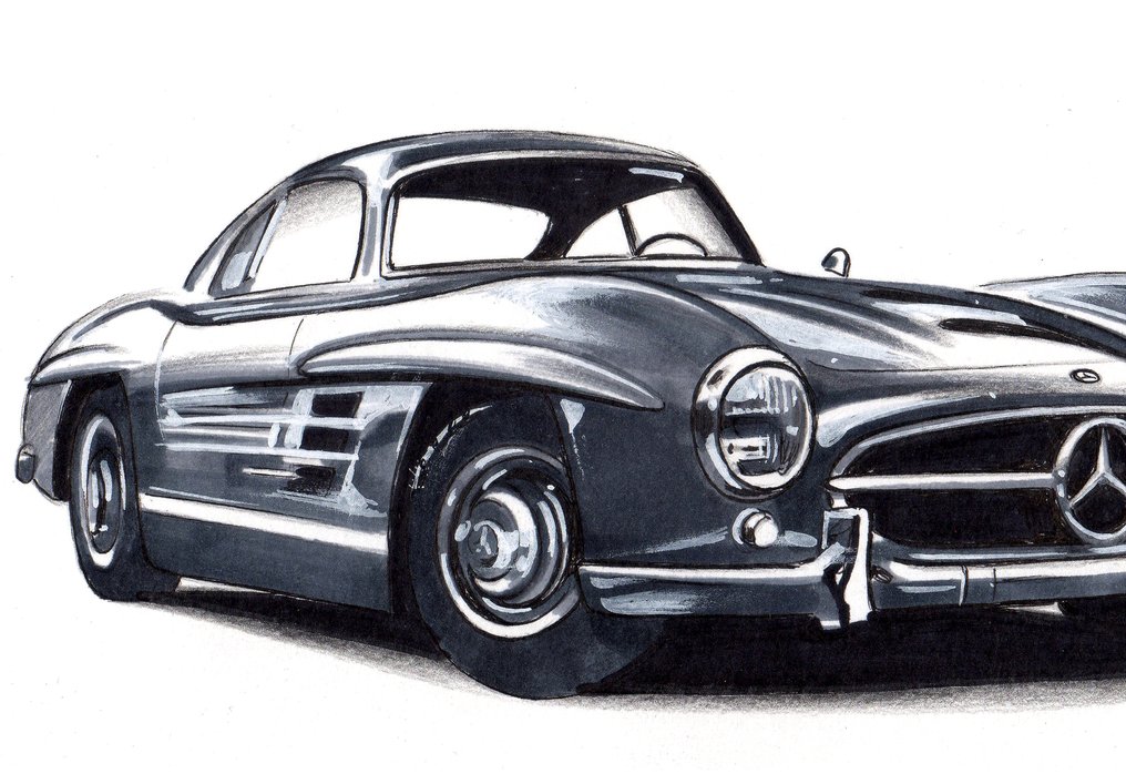Original tegning - Mercedes-Benz - Mercedes 300 SL - Baes gerald - 2021 #3.2