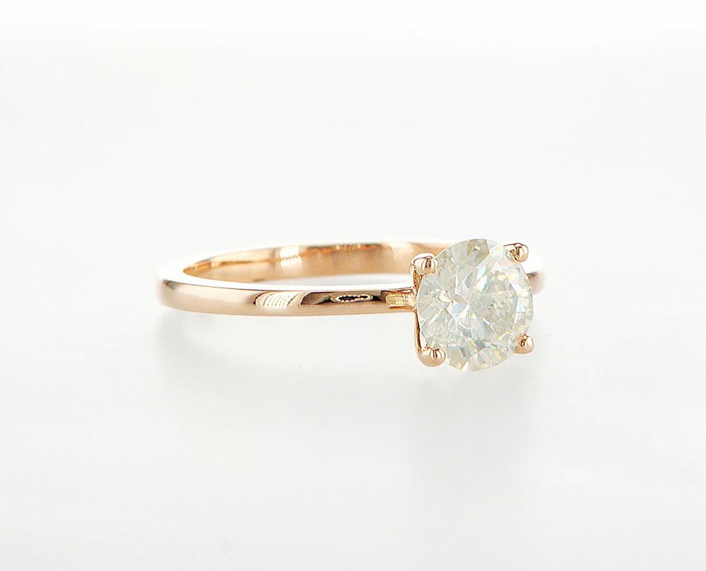 沒有保留價 - 訂婚戒指 - 14 克拉 玫瑰金 -  1.02ct. tw. - 华丽的黄色灰色 #1.0