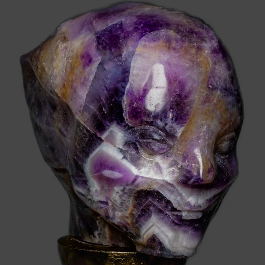 Αμέθυστος Λεπτό, γυαλισμένο άλυσσος αμέθοδος, προφίλ avatar ξωτικό. - Ύψος: 6.5 cm - Πλάτος: 5.5 cm- 243 g #4.3