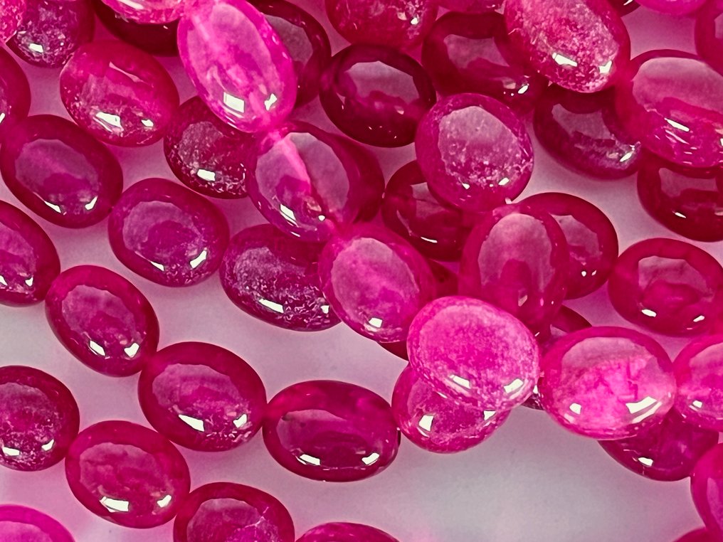 约123颗手工制作的红宝石石英珠子，来自印度- 179 g #1.0