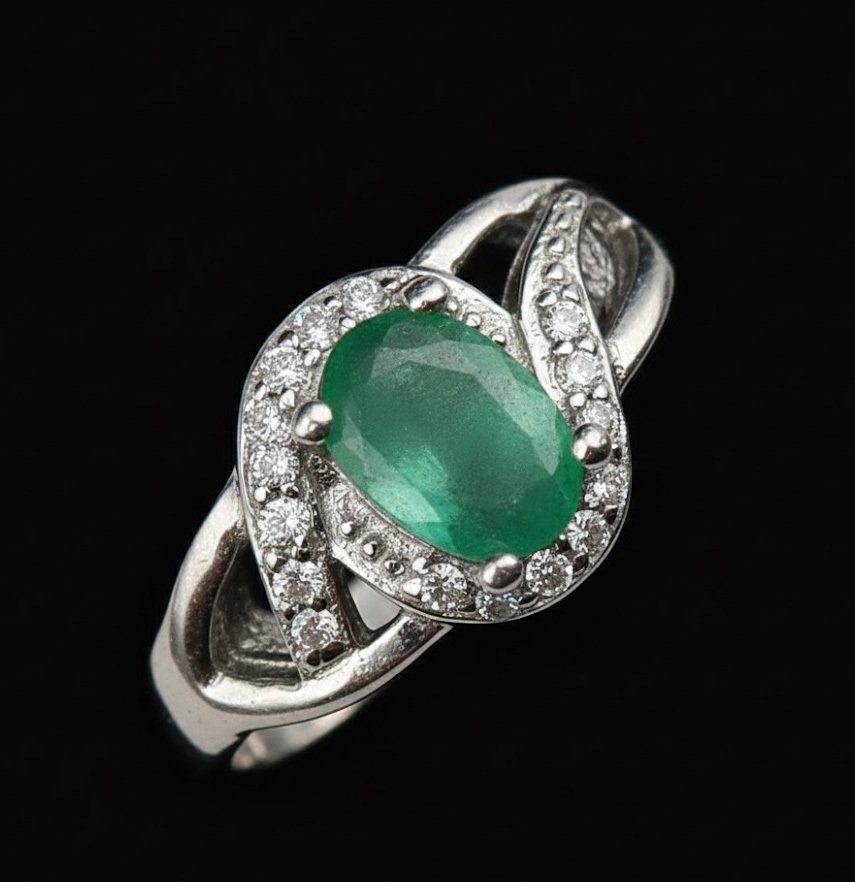 祖母绿 - 银, Gaïa之心戒指：爱、和谐与疗愈 - 925纯银 - 戒指 #1.0