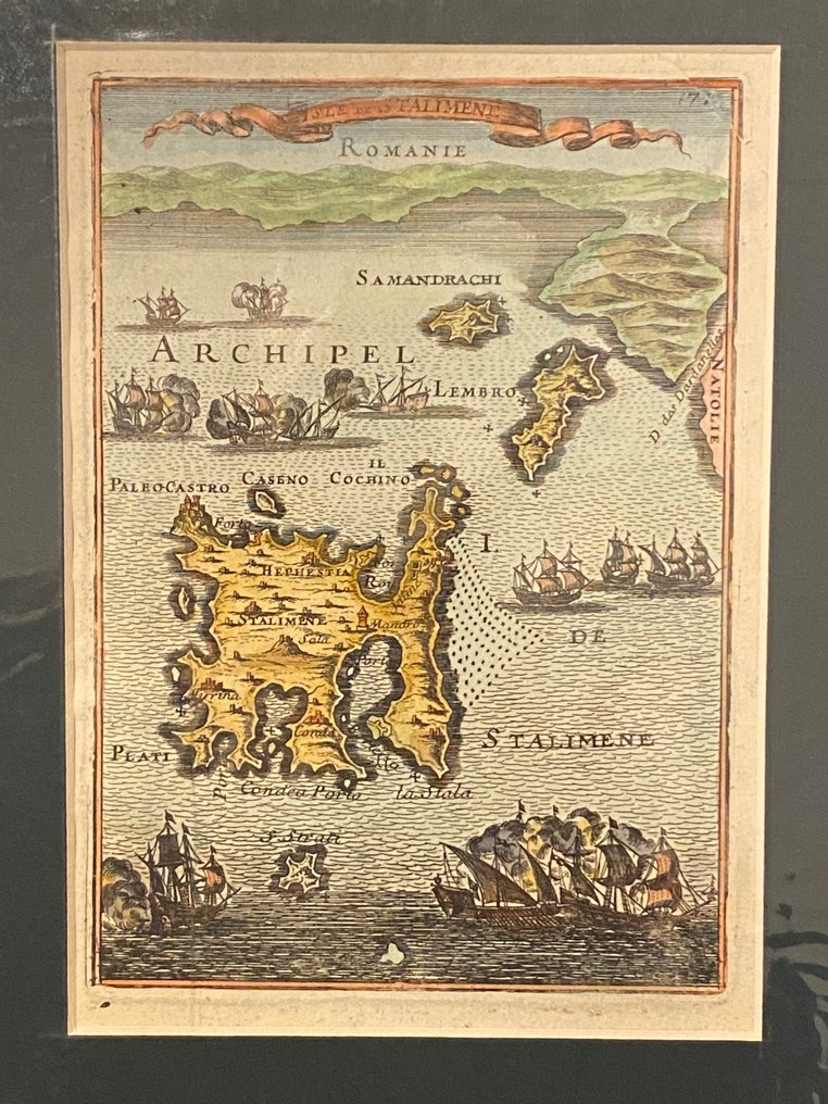Grecia - Istalimente / Astypalaia; Hand Colored engraving - Dodecanese - Astypalaia / Istalimente - 1683 #1.0