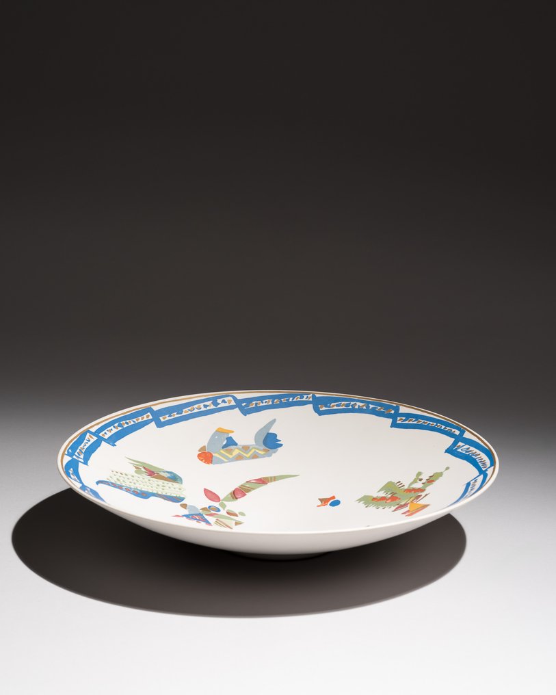 Rosenthal - Gilbert Portanier - 大盘 - “Alta Mira” Wall-Plate / Bowl / Serving-Dish - 瓷 - 稀有 XL 36cm 艺术家款 #4.3