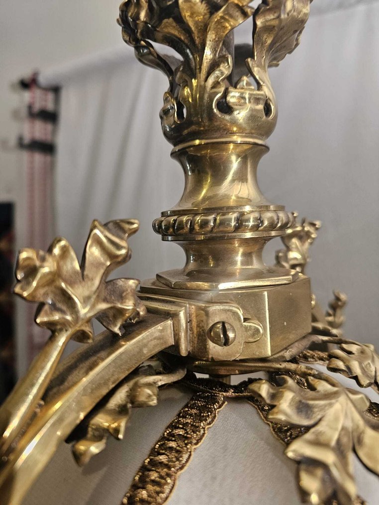 灯具 - 古董法国青铜吊灯，哥特复兴风格 - 黄铜 #4.3