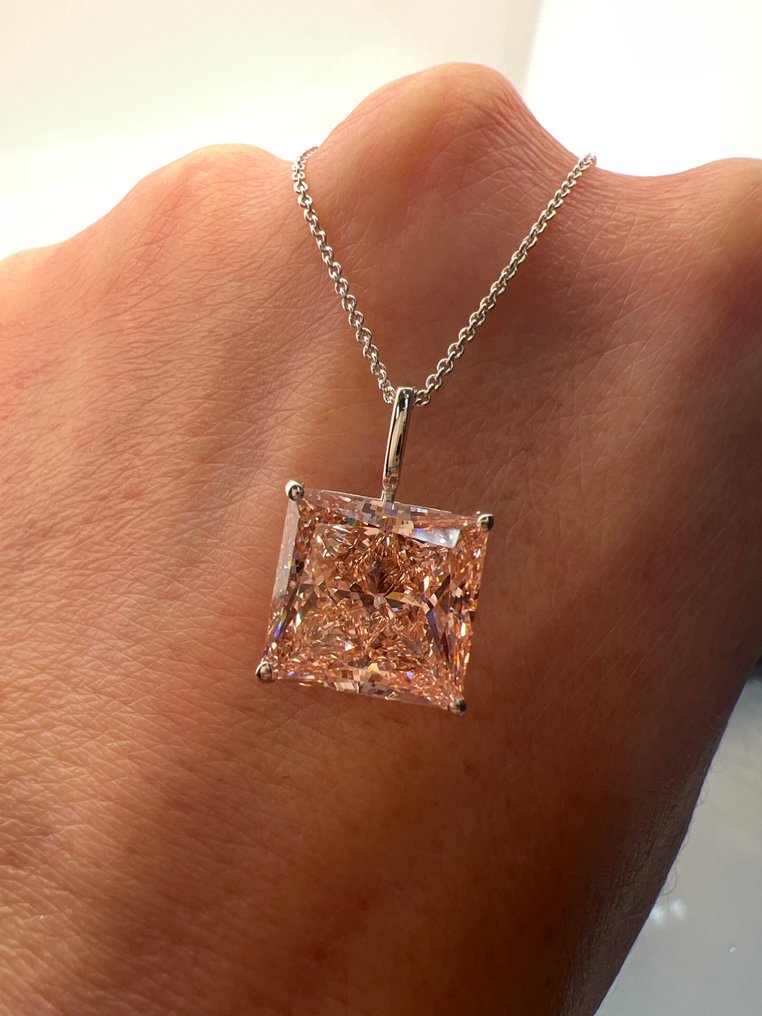 Necklace - 14 kt. White gold -  7.06ct. tw. Pink Diamond (Fancy coloured lab-grown diamond) #4.3
