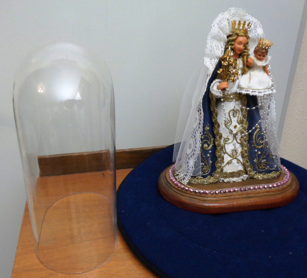 小塑像 - Maria met Kind - 玻璃, 木, 蠟, 金屬, 紡織品 #2.1