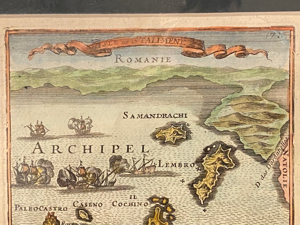 Grecia - Istalimente / Astypalaia; Hand Colored engraving - Dodecanese - Astypalaia / Istalimente - 1683 #1.0