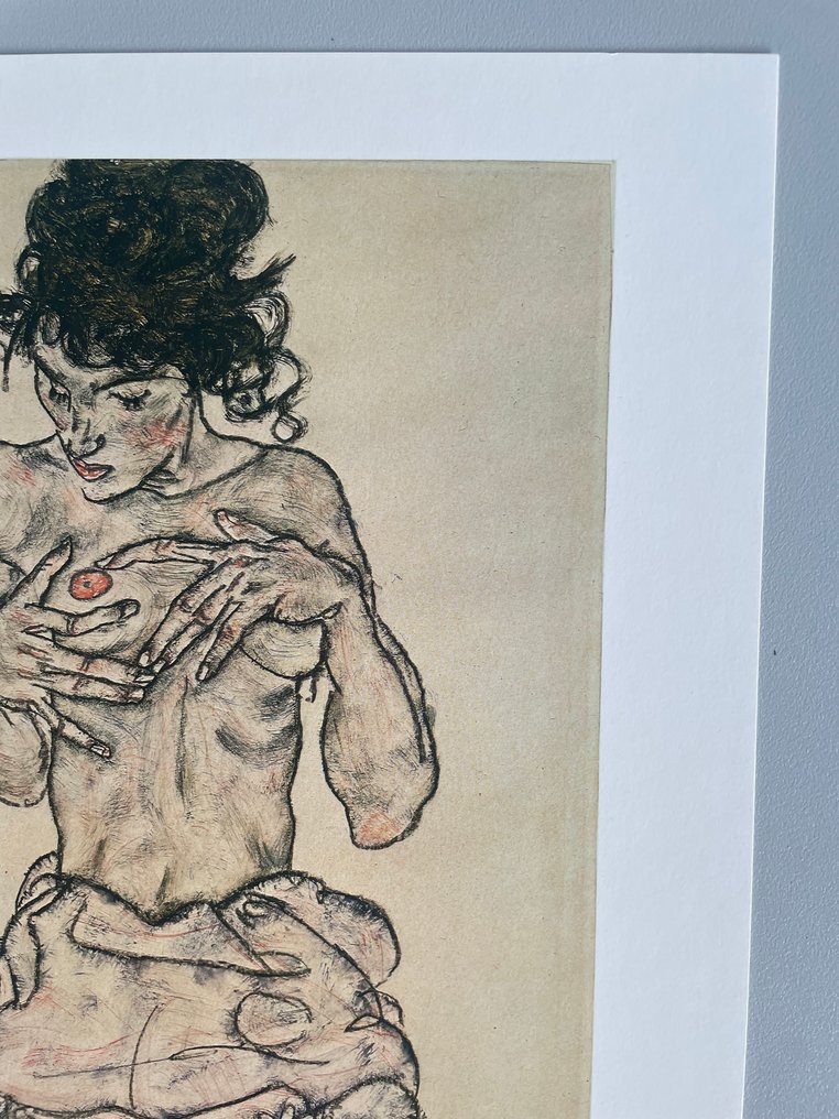 Egon Schiele - Knielend halfnaakt (1917) #2.1