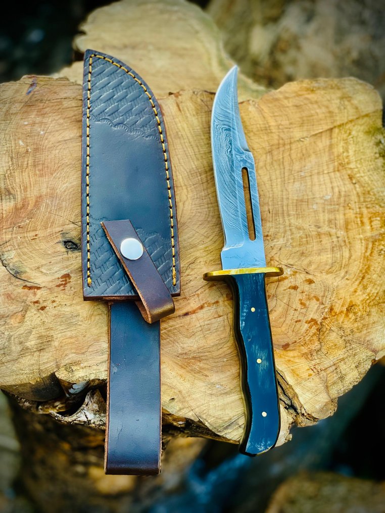 廚刀 - 鲍伊刀 - 鋼, 皮革, 黃銅, 木 - 德國 #1.0