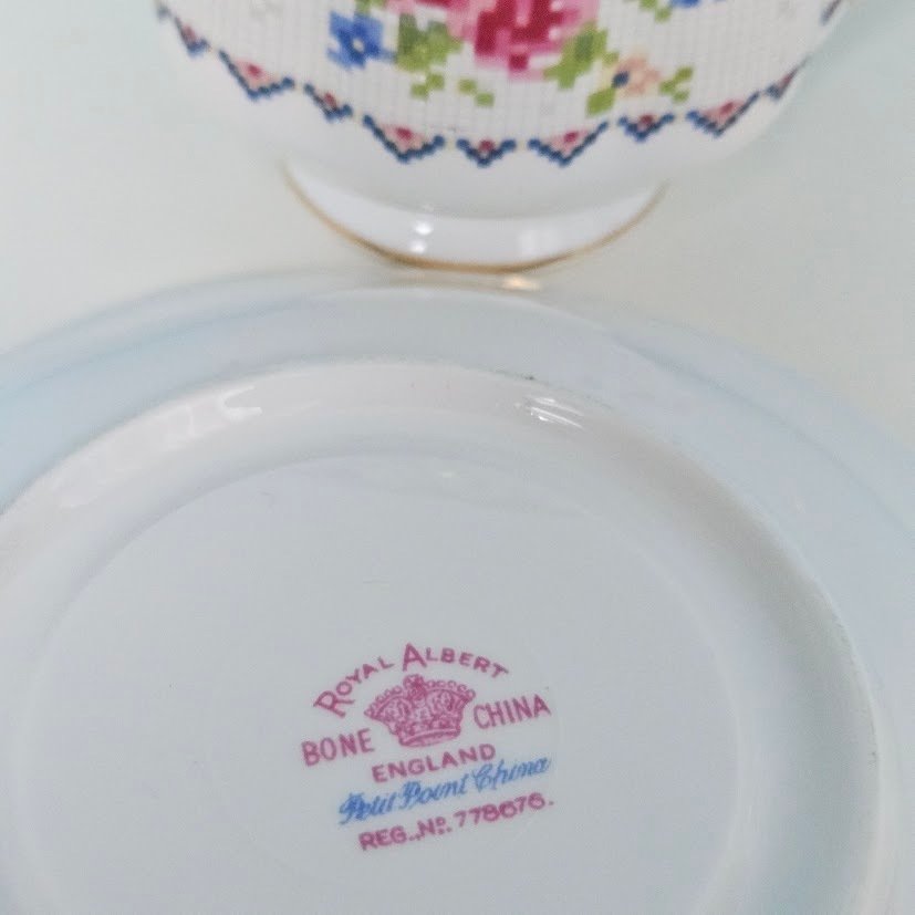 Royal Albert - 杯及底碟 (6) - Petit Point China, Berkeley, Silver Birch, Lady Carlyle, Sweet Violets - 精细骨瓷 - 女士尺寸套装,包括杯子和碟子。 #4.3