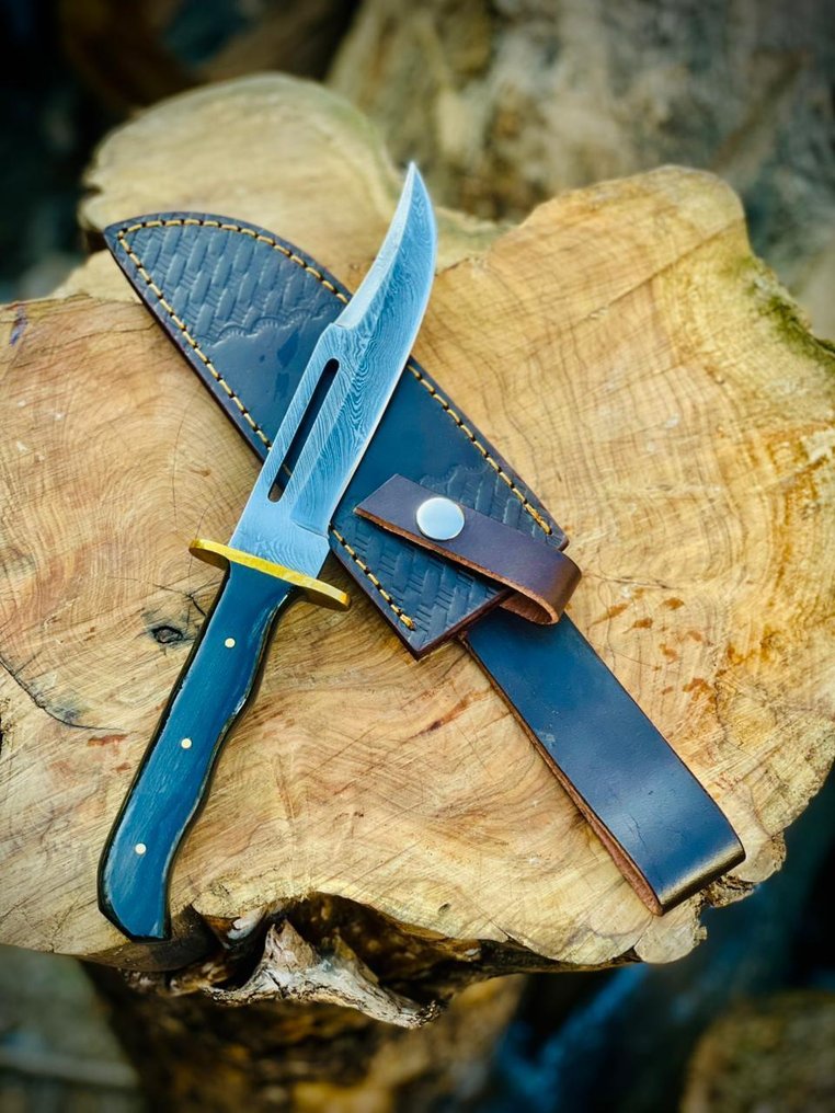 廚刀 - 鲍伊刀 - 鋼, 皮革, 黃銅, 木 - 德國 #3.2