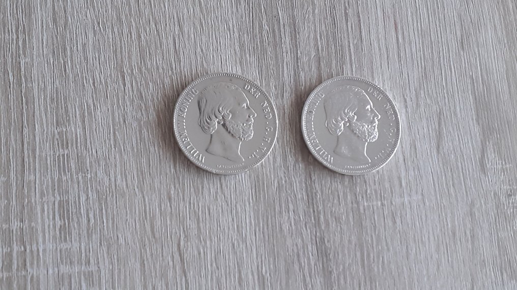 荷兰. 威廉三世. 2½ Gulden 1860 en 1864.  (没有保留价) #2.1