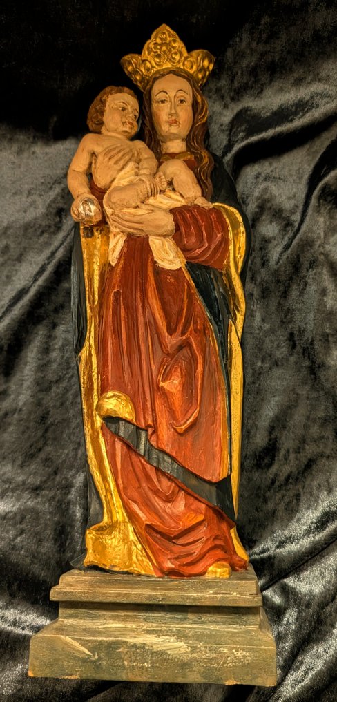Skulptur, Madonna mit Kind - 36 cm - Limeträ #4.3