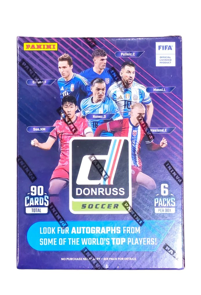 2024/25 Panini Donruss Soccer Blaster box *Red Cubic Parallels* - Lionel Messi, Cristiano Ronaldo, Erling Haaland, Kylian Mbappé, Zinedine Zidane, Zlatan Ibrahimović Sealed box - Casi impecable (CI) #1.0