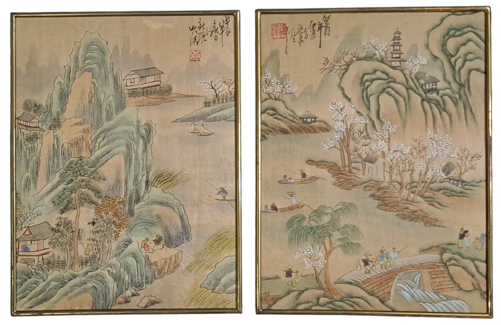 Kinesiska målade par - rispapper - Kina - 1900-talet #1.0