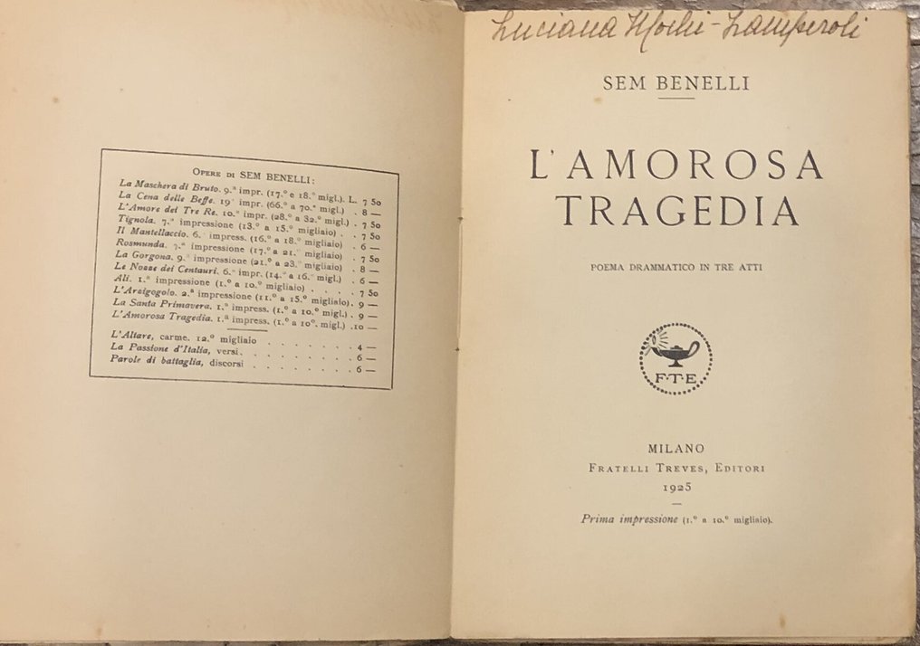 Sem Benelli - L'amorosa Tragedia - 1925 #3.2