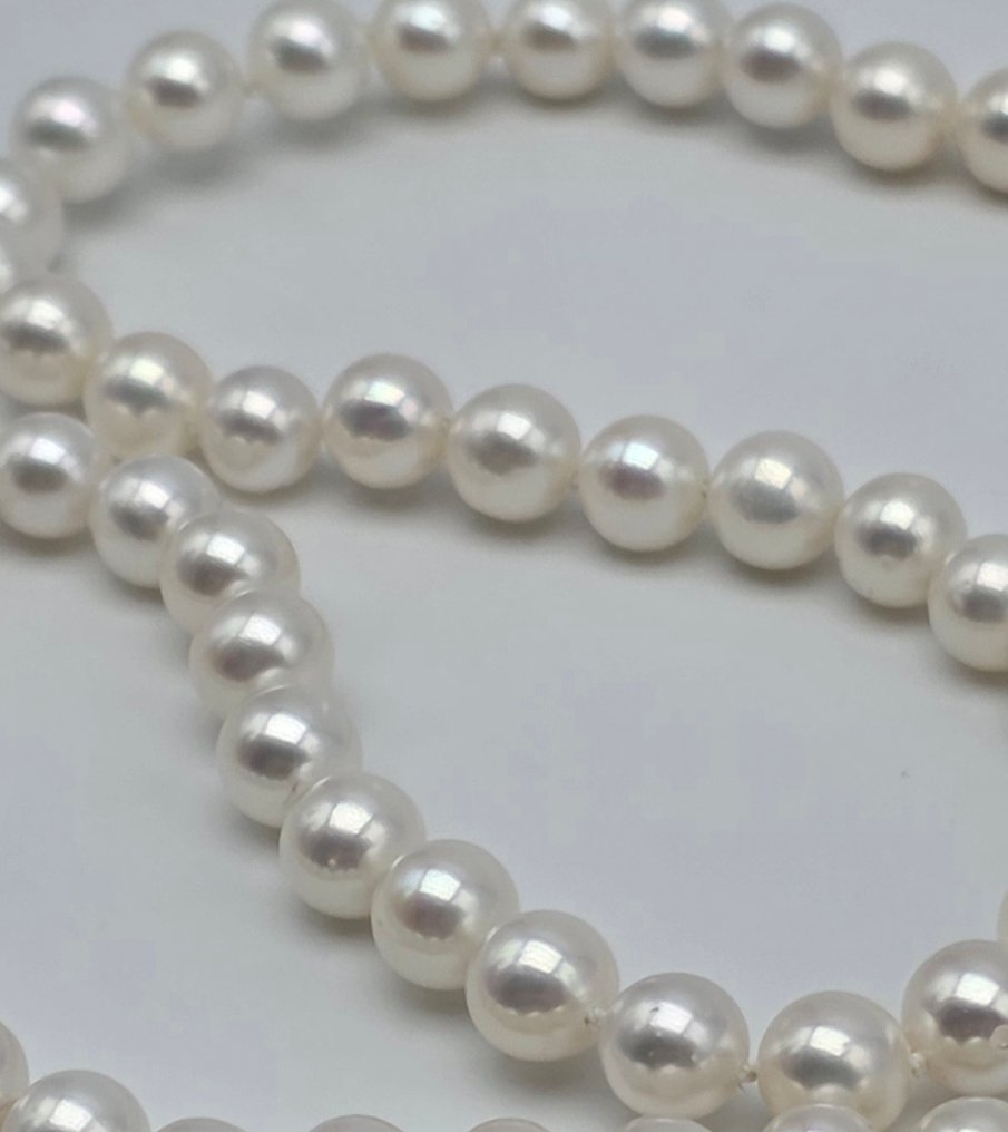 χωρίς τιμή ασφαλείας - Κολιέ - 18 καράτια Κίτρινο χρυσό Μαργαριτάρι - Perle akoya από 6.2 έως 6.4. #3.2