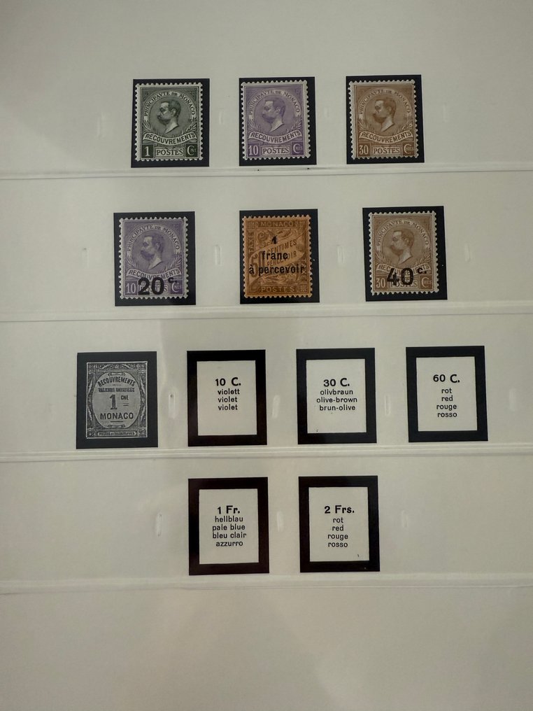 摩纳哥  - 摩纳哥 - Yvert 1/86 税票几乎完整，包括“Duval 10c marron”全新未使用品 ** - TB #1.0