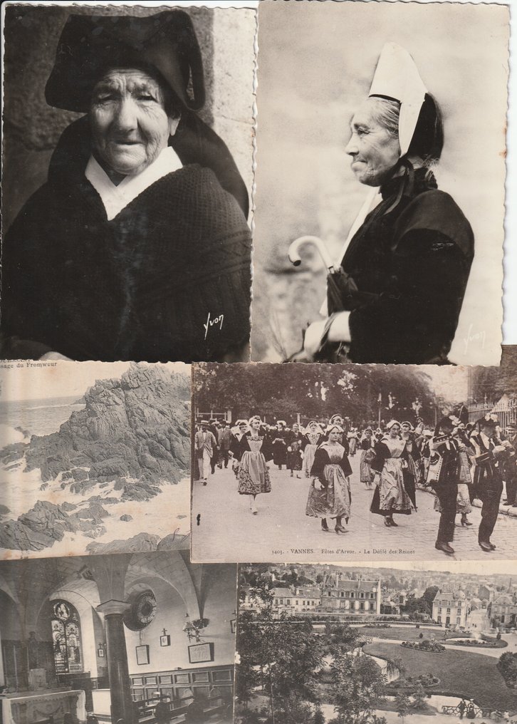 法国 - 城市和景观, 旅游 - Mont-Saint-Michel；Étretat；Cherbourg；La Baule；Vannes；Arromanches；Quimper；Damgan；Tréboul - 明信片 (200) - 1900-2000 #3.2