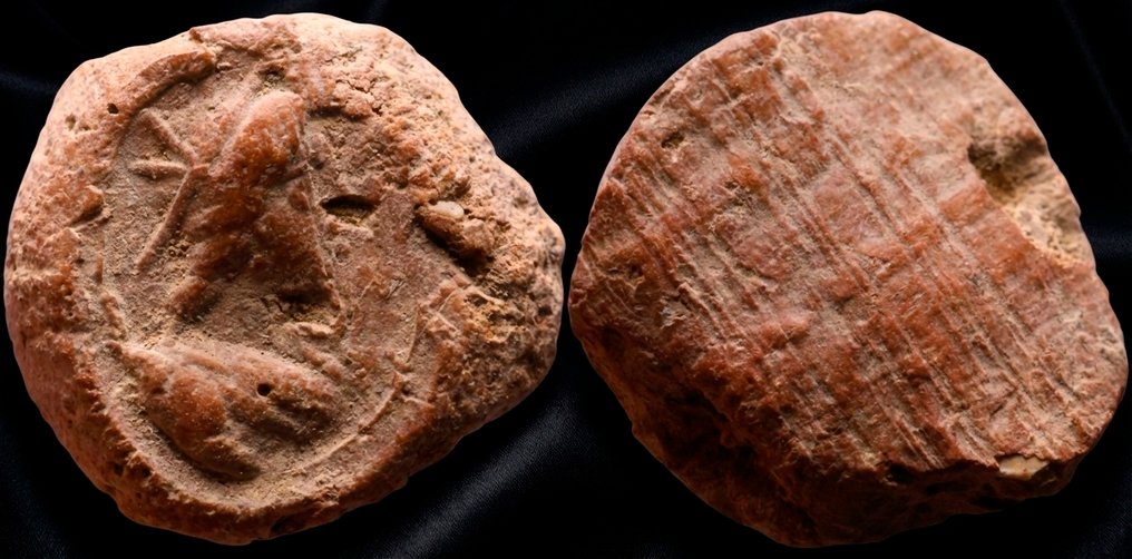 Romain antique Poterie Tessera représentant Helios  (Sans prix de réserve) #2.1