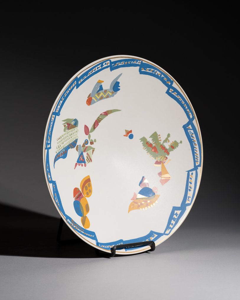 Rosenthal - Gilbert Portanier - 大盘 - “Alta Mira” Wall-Plate / Bowl / Serving-Dish - 瓷 - 稀有 XL 36cm 艺术家款 #2.1