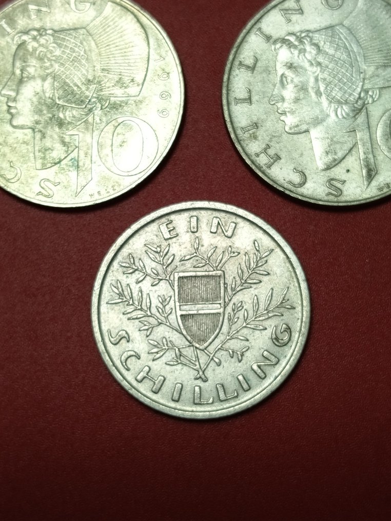 Áustria. Lot of 5 coins: 1 & 10 Schilling 1926/1972 (Sem preço de reserva) #4.3