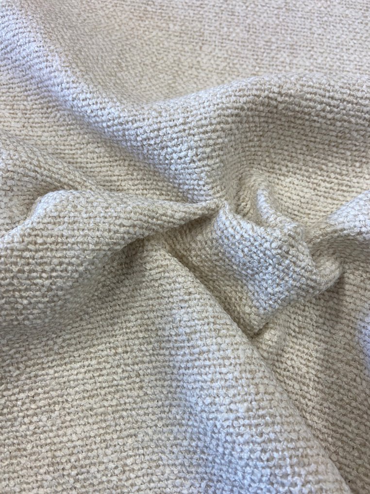 高端!奢华的编织面料,奶油色,背景为麻绳色。 - 纺织品 - 600 cm - 140 cm #1.0