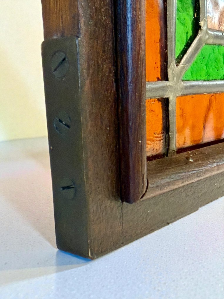 古董 彩色玻璃窗 - 1920-1930 - 教堂 - 50x43厘米 - Verviers  #2.1