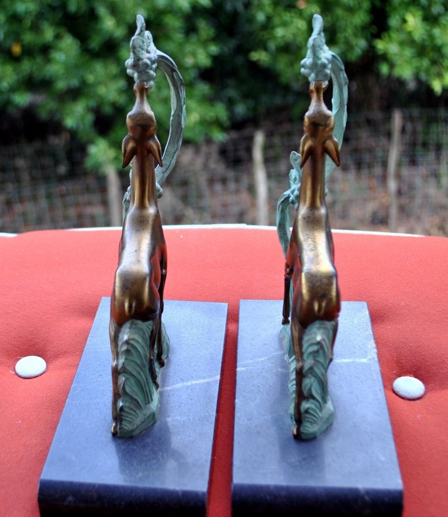 Suporturi laterale cărți - Catozi - Cerbi aurii în stil art deco. #3.2