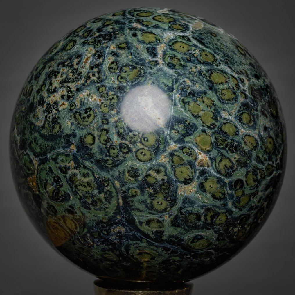 Jasper Dobra duża ciemnozielona kula Kambaba Eldariet. - Wysokość: 8.88 cm - Szerokość: 8.88 cm- 980 g #1.0