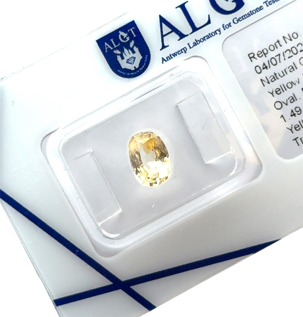 χωρίς τιμή ασφαλείας Κίτρινο Ζαφείρι  - 1.49 ct - Antwerp Laboratory for Gemstone Testing (ALGT) #1.0