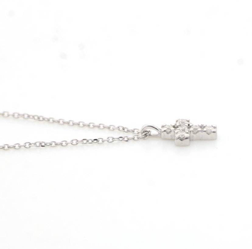 沒有保留價 - DD Gioielli - 吊墜頸鏈 - croce - 18 克拉 白金 -  0.12ct. tw. 鉆石 (天然)  - 鉆石 - 白金/钻石 #3.2